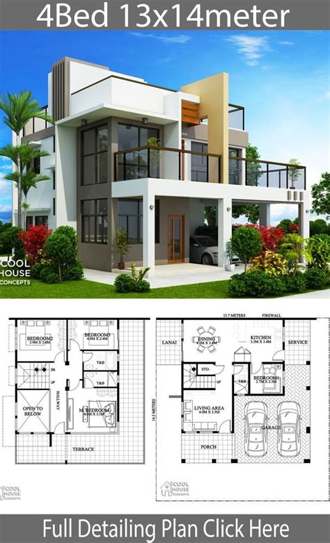 Home Design Plan 8x15m With 4 Bedrooms Samphoas Plan Duplex House