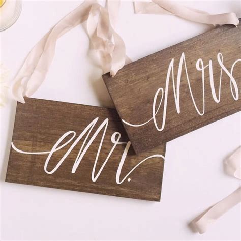 Mr And Mrs Chair Signs Rustic Wooden Wedding Signs Photo Prop Signs