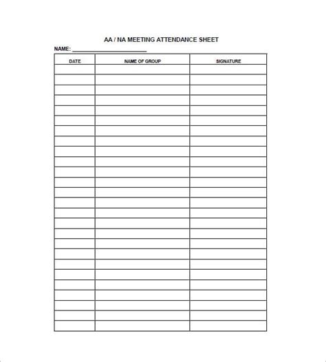 Attendance List Template 10 Free Sample Example Format Download