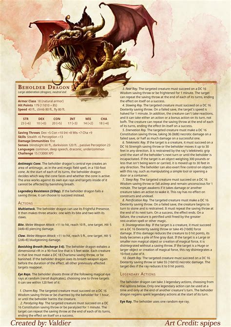 Homebrew Beholder Dragon Dungeons And Dragons Classes Dungeons And