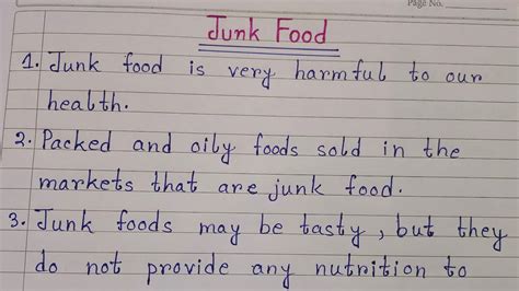 10 Lines On Junk Food In English 10 Lines Essay On Junk Food Easy