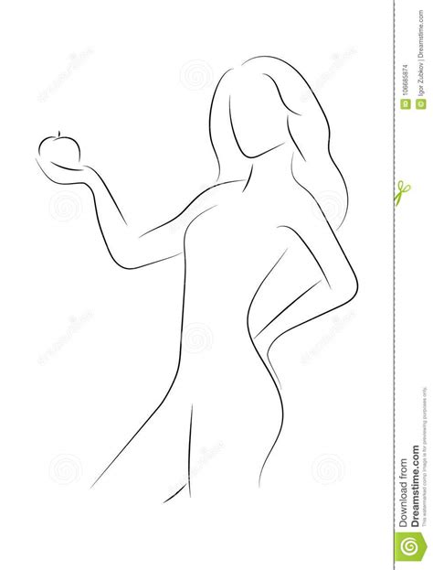 Silhouette Of A Slender Girl With A Frame For Text Linear Outline Of A