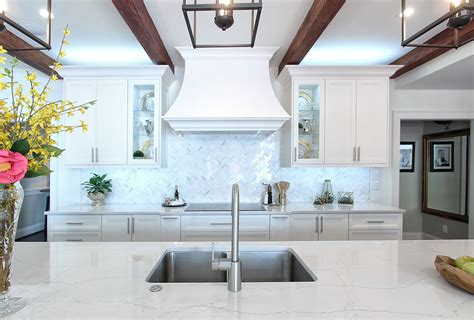 White Custom Kitchen Open Concept Storage Marble