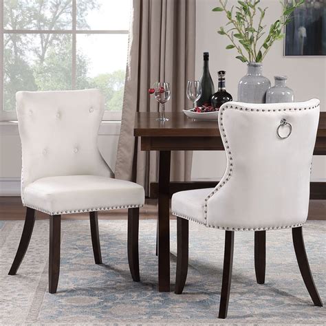 Modern Dining Chairs With Armrest Set Of 2 Tufted Upholstered Dining