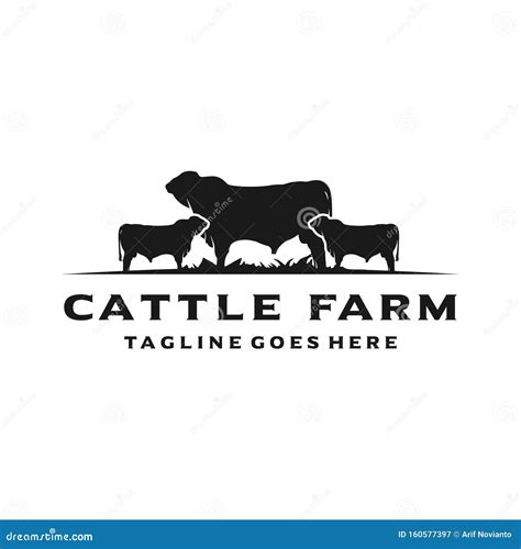 Cattle Angus Ranch Farm Logo Design Vector Isolated Royalty Free Stock