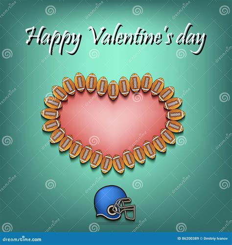 Valentines Day And Heart From Football Balls Stock Vector