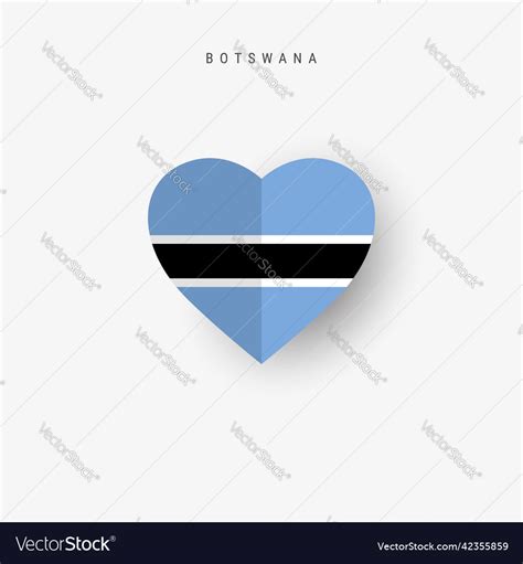 Botswana Heart Shaped Flag Origami Paper Cut Vector Image