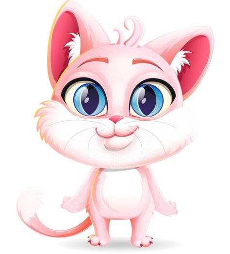 Pink Cat Cartoon Vector Character GraphicMama In 2021 Cartoon Cat