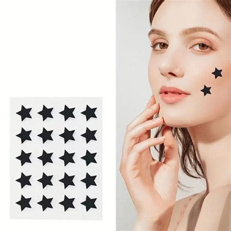 20pcs Daily Disposable Black Star Shaped Acne Patch For Covering