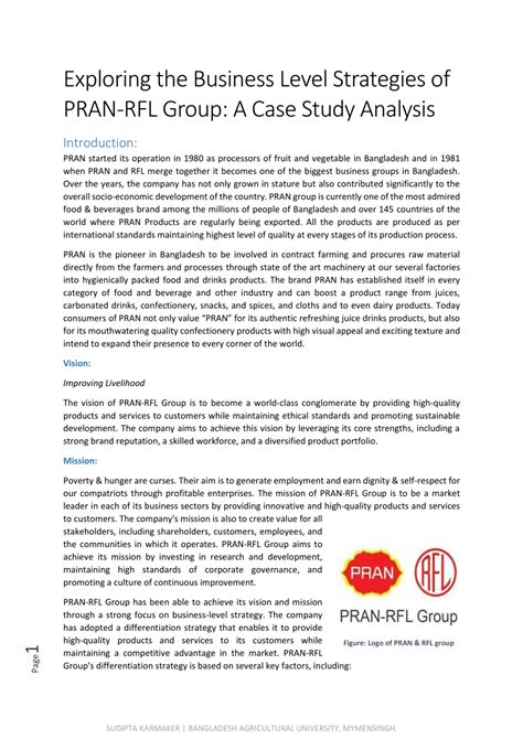 Pdf Exploring The Business Level Strategies Of Pran Rfl Group A Case