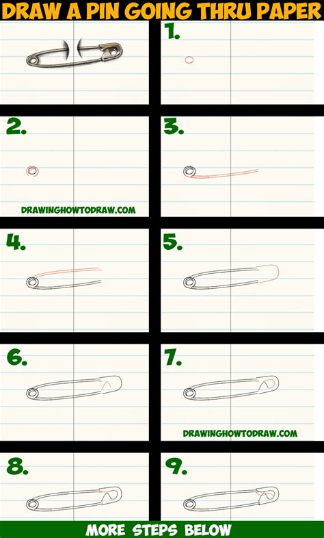 How To Draw Cool Stuff Draw A Safety Pin Holding 2 Pieces Of Paper