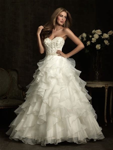 Ball Gown Sweetheart Layer Organza Ruffle Wedding Dress With Beading