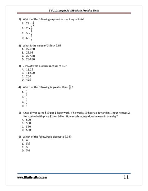 Full Length Asvab Math Practice Tests The Practice You Need To Ace