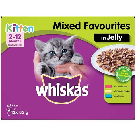 Tips & facts to helping you decide if your cat should eat wet or dry food. Whiskas Kitten Wet Cat Food with Mixed Favourites In Jelly ...