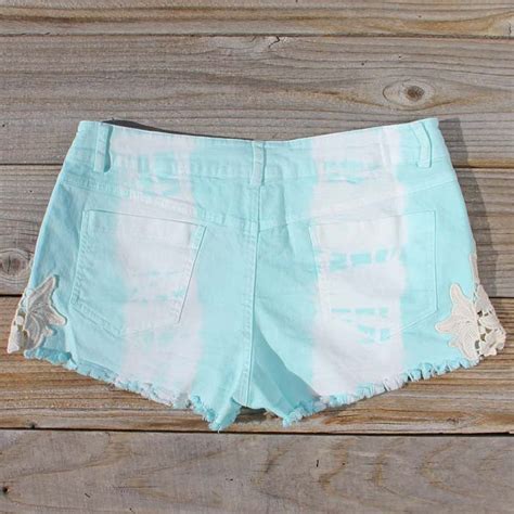 Tie Dye And Lace Shorts In Mint Sweet Lace Shorts From Spool No72
