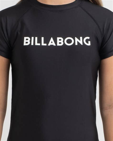 shop billabong girls dancer short sleeve rash vest in black fast shipping and easy returns