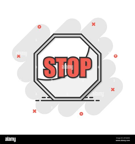 Vector Cartoon Red Stop Sign Icon In Comic Style Danger Sign