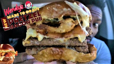 Wendys New Pretzel Bacon Pub Triple Cheeseburger Review Made To