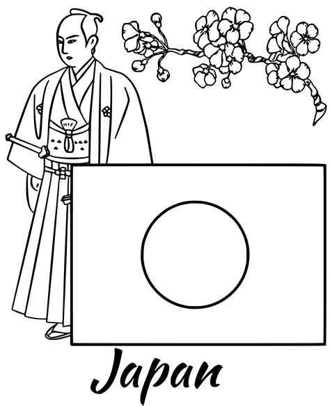 bandiera del giappone con samurai da colorare scarica stampa o colora subito online