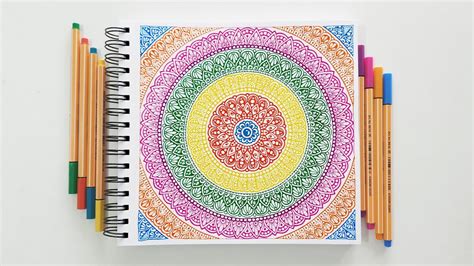 How To Draw Mandala Art For Beginners Mandala In Colored Pen Step