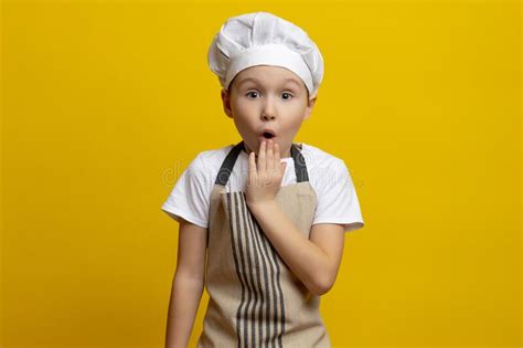 Beautiful 6 7 Year Old Caucasian Child In A Chef S Uniform Shows