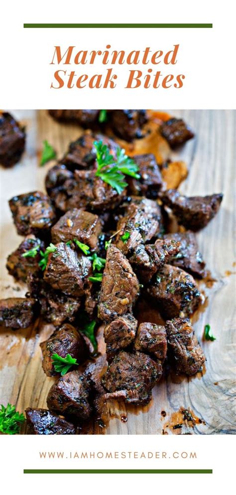 Drizzle on any remaining oil mixture. Marinated Steak Bites | Recipe | Easy Dinner Recipes | Grilled steak recipes, Marinated steak ...