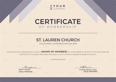 Church Membership Certificate Template Printable Templates