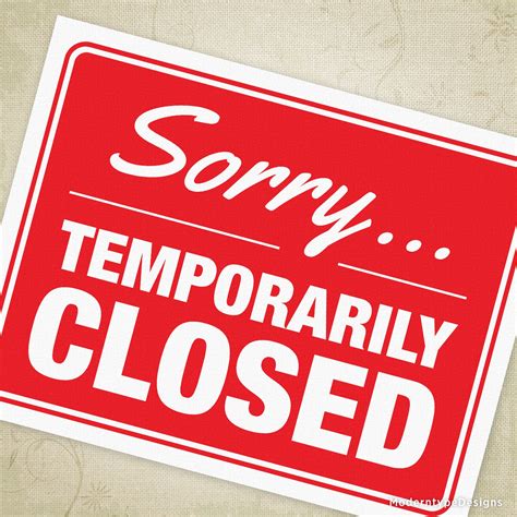 Sorry Temporarily Closed Printable Sign