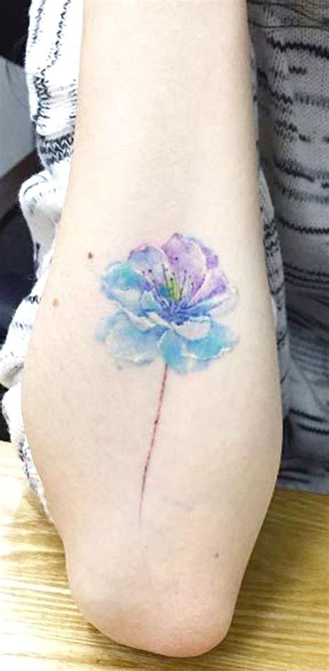 Small Blue Rose Outer Forearm Tattoo Ideas For Women