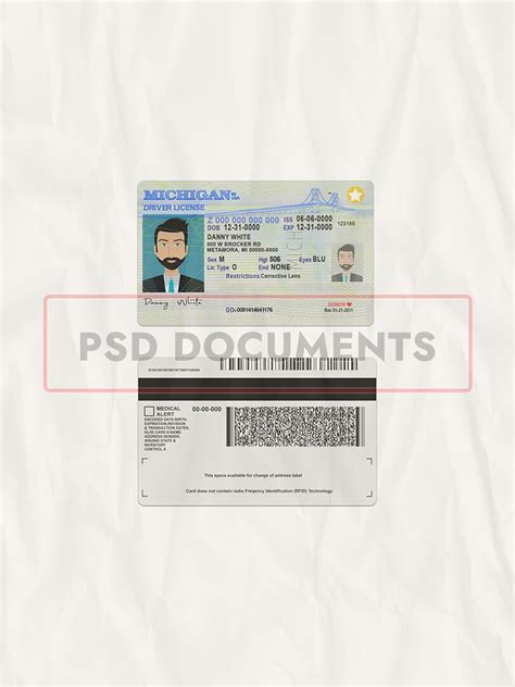 Michigan Driver License Template Psd Documents