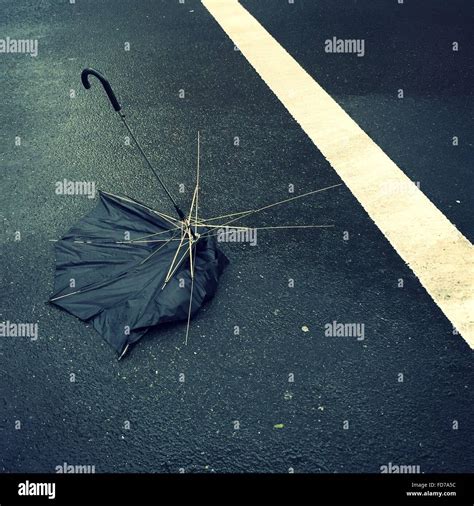 Broken Umbrella In Rain No People Hi Res Stock Photography And Images