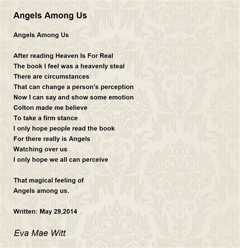 Angels Among Us Angels Among Us Poem By Eva Mae Witt