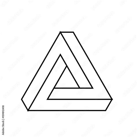 Penrose Triangle Icon Geometric 3d Object Optical Illusion Black