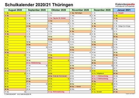2021 yearly printable calendars in microsoft word, excel and pdf. Kalender 2021 Thüringen Excel - EXCEL-KALENDER 2021 ...