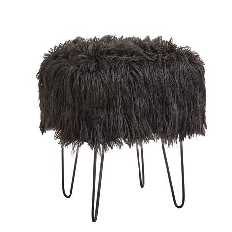 Shop webstaurantstore for fast shipping & wholesale pricing on office supplies! Miranda Faux Fur Stool Dark Gray - Buylateral | Fur stool, Faux fur stool, Stool