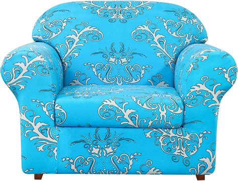 Subrtex Stretch 2 Piece Vector Floral Armchair Slipcover Blue