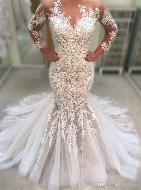 Mermaid wedding dresses is amazingly designed to look neat and playful as it wraps around your midsection before broadening out from halfway down the leg. Custom Made Mermaid Wedding Dresses Gorgeous Long Sleeve ...