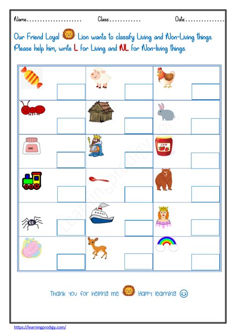 Living And Non Living Worksheet For Grade 1 Archives Learningprodigy