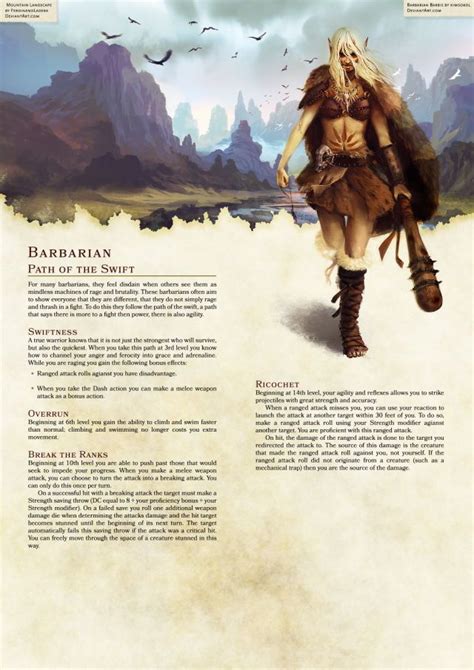 Barbarian Path Of The Swift Dungeons And Dragons Classes Barbarian