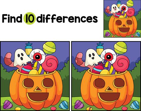 Trick Or Treat Halloween Find The Differences 25376446 Vector Art At