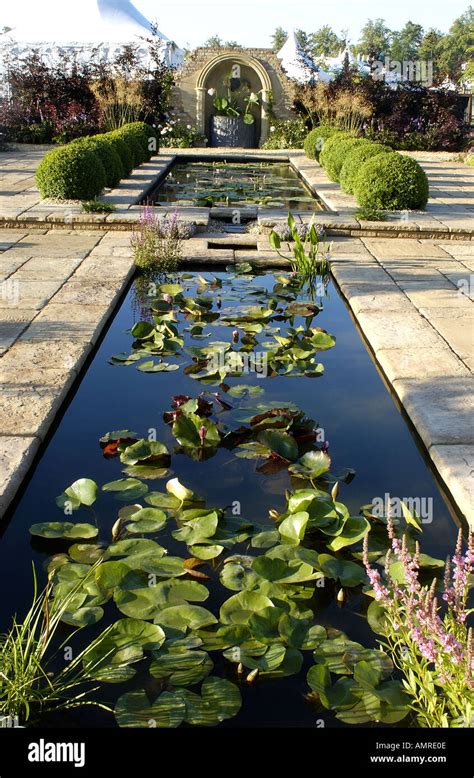 Formal Pond And Water Lilies Stock Photo Alamy