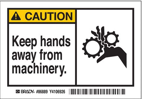 Brady Machineequipment Label Keep Hands Away From Machinery Sign