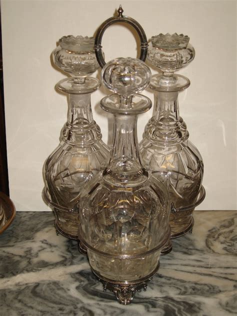 Mid 19th Century Silverplate Decanter Cruet 3 Decanters Roys Antiques