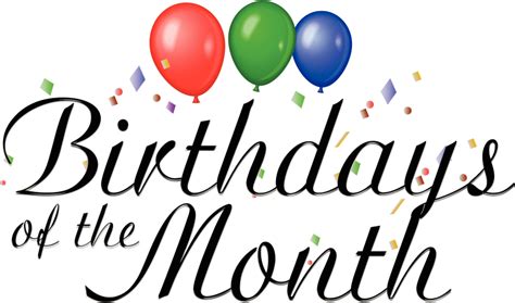 October Clip Art Birthdays Of The Month Png Download Full Size