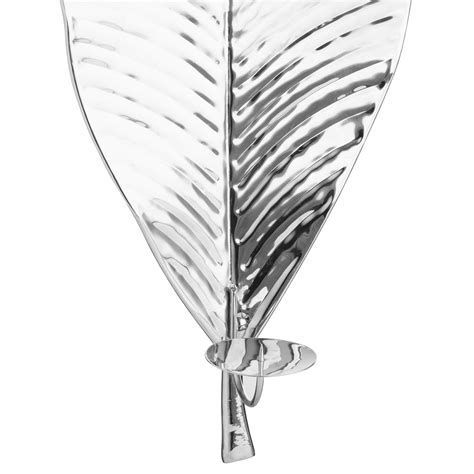 Large Leaf Silver Wall Candle Holder Interior Flair