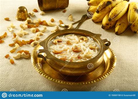 Homemade Semiya Payasam Served In Brass Bowl Stock Photo Image Of Desserts Cream