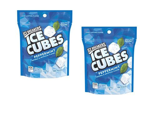 Ice Breakers Ice Cubes Peppermint Gum 8 11 Oz 100 Pieces 2 Pack