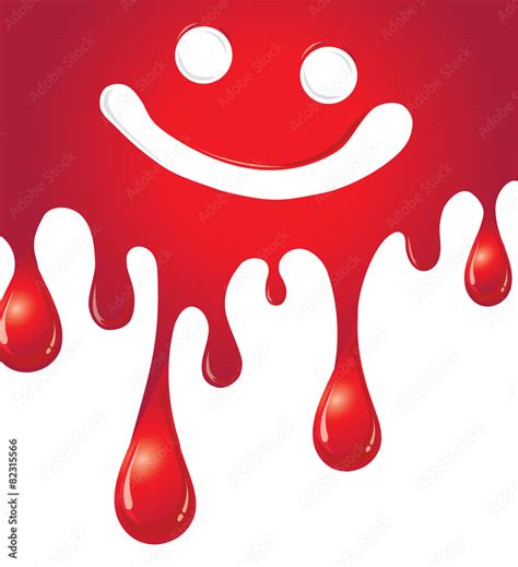 Vector Of Dripping Blood With Smiley Face Cartoon For Background Stock