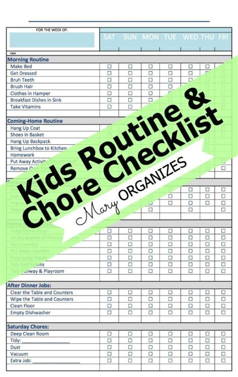 Kids Chores And Routines Checklists By Allyson Chore