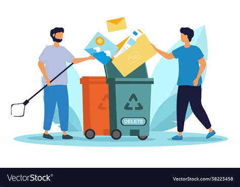 People Throw Away Garbage To Recycle Trash Can Vector Image